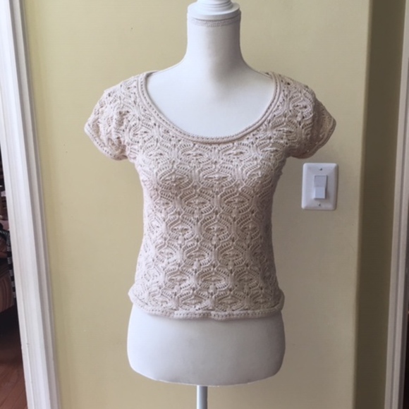 Delia's Tan Open Knit Cropped Sweater - Picture 1 of 4